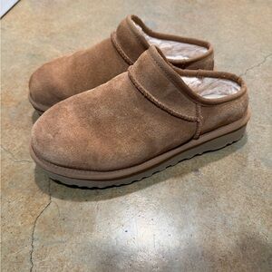 Cozy Tan Suede Slip-On Clogs